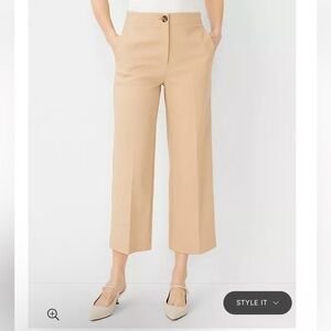 Kate Wide Leg Crop Pant Ann Taylor in Baguette Career Stretch High Waist 6